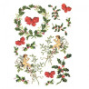 Rice decoupage paper holly mistletoe A4 ITD R203