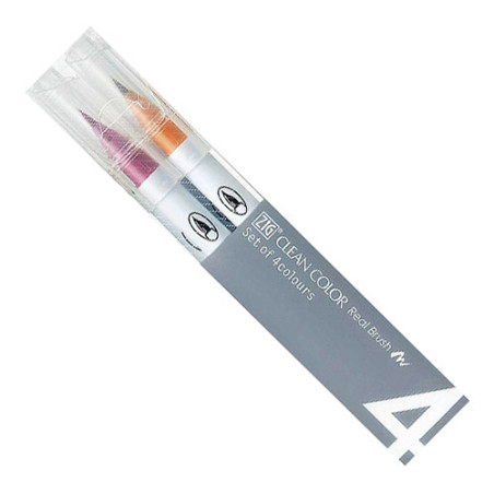Kuretake clean color real brush deep colours zestaw 4 pisaków - sklep