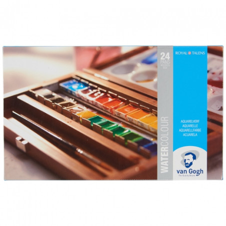 Set of watercolors in a wooden box Van Gogh 24 col - sklep plastyczny