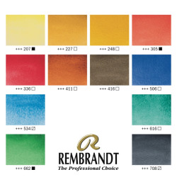 Rembrandt watercolour pocket box set of 12 pans