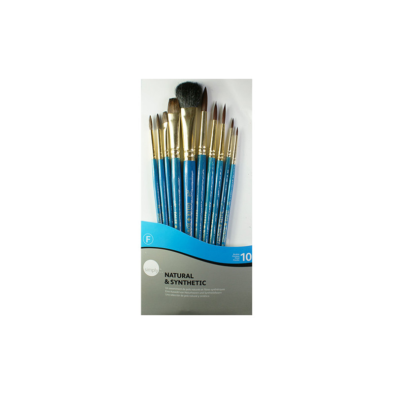 Set of 10 natural and synthetic brushes Simply Daler Rowney