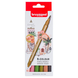 Bruynzeel fineliners brush pen marrakesh set of 6 pieces