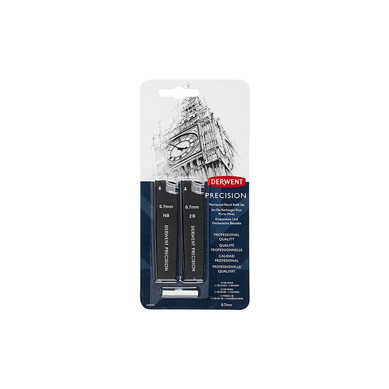 Derwent precision graphite 0.7mm HB, 2B + eraser- szal art - sklep pla