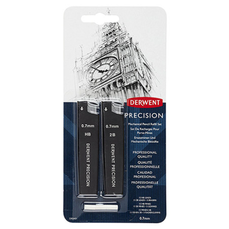 Derwent precision graphite 0.7mm HB, 2B + eraser- szal art - sklep pla
