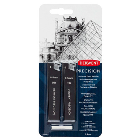 Derwent precision wkłady grafitowe 0.5mm HB, 2B + gumki - sklep plasty