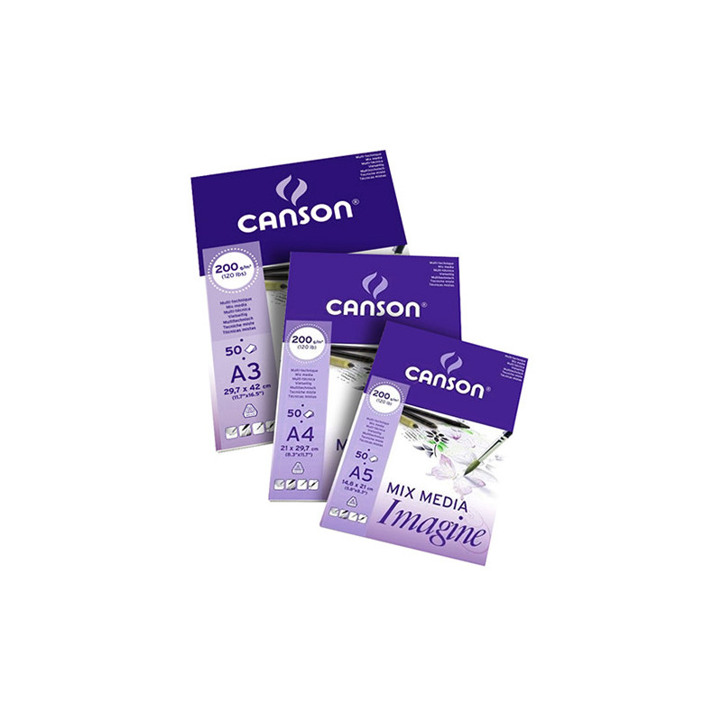 Canson block imagine mix media for watercolors and carbon 200g 50 shee