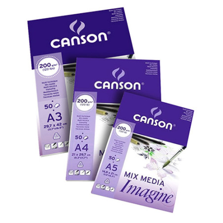 Canson block imagine mix media for watercolors and carbon 200g 50 shee