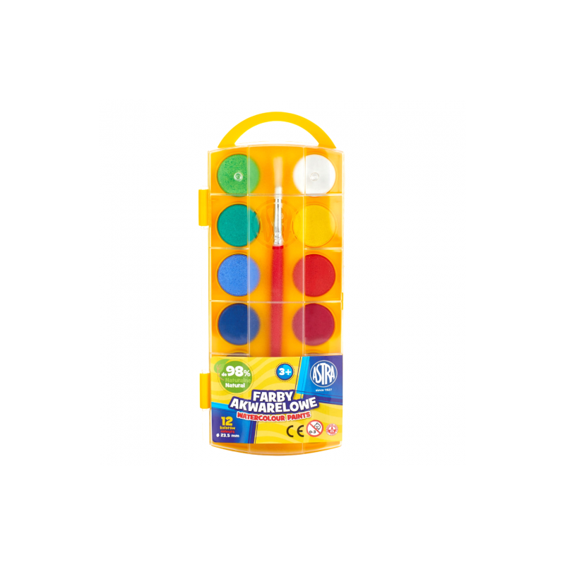 Astra zestaw farb akwarelowych 12 kolorów - sklep plastyczny - szał dl
