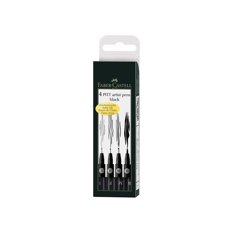 Faber-Castell pitt black set of 4 markers - szal art - sklep plastyczn
