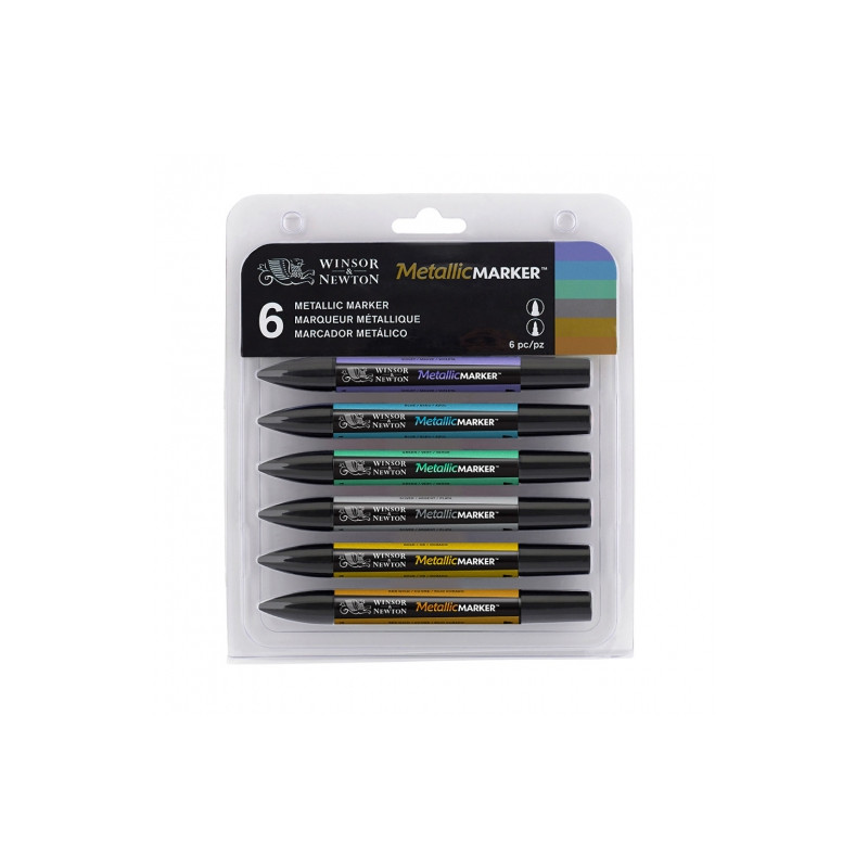 Winsor&Newton metallic marker zestaw 6 kolorów - sklep plastyczny Szał