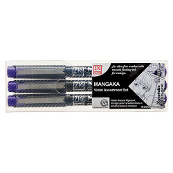 Kuretake mangaka violet set of 3 markers - szal art - sklep plastyczny