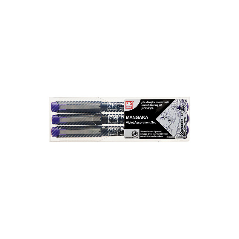 Kuretake mangaka violet set of 3 markers - szal art - sklep plastyczny