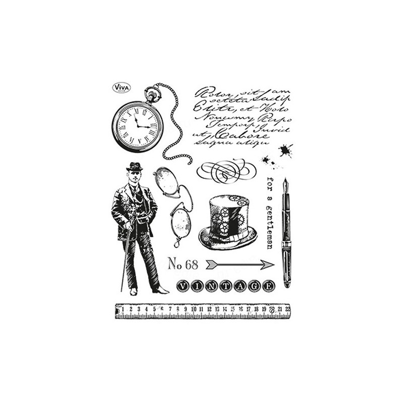 Viva Decor A5 Clear Silicone Stamps Set - 3D Gentelman - szal art - sk