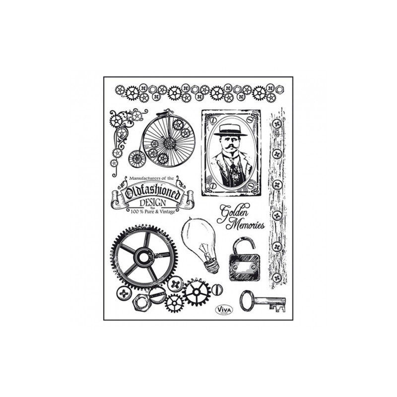 Viva Decor A5 Clear Silicone Stamps Set - Old Fashioned Design - szal