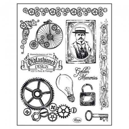 Viva Decor A5 Clear Silicone Stamps Set - Old Fashioned Design - szal