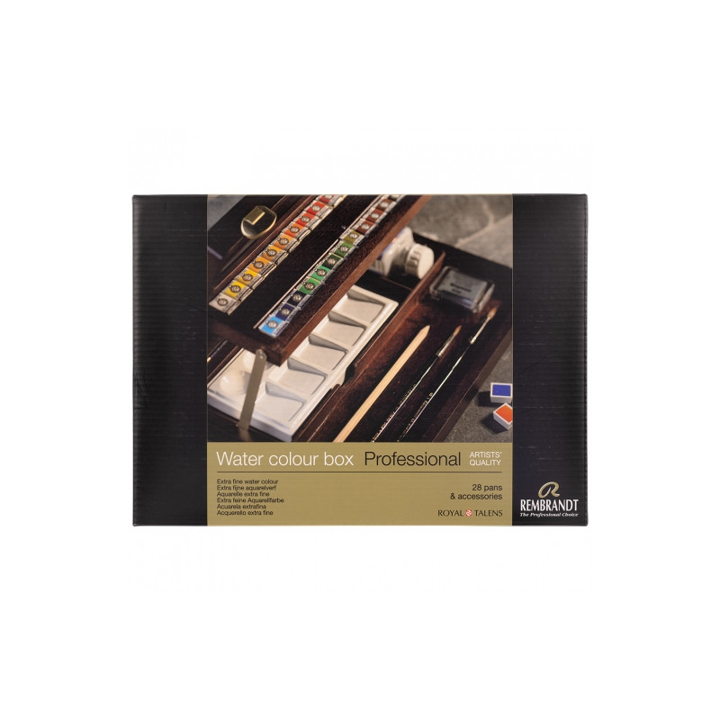 Talens rembrandt set of watercolors 28 semi-brushed wood cartridge 058