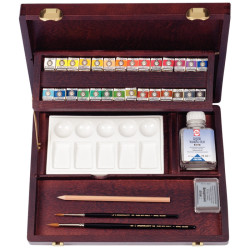 Talens rembrandt set of watercolors 28 semi-brushed wood cartridge 058