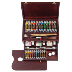 Talens set of oil paints in a wooden Rembrandt Master cassette