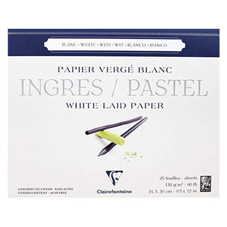 Blok Clairefontaine white ingres do pasteli biały 130g 25ark