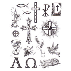 Viva Decor A5 Clear Silicone Stamps Set - Christian Symbols - szal art