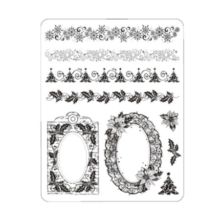 Viva Decor A5 Clear Silicone Stamps Set - Christmas Borders & Frames -