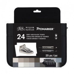 Winsor&Newton promarker grey and black zestaw 24 kolorów - sklep plast