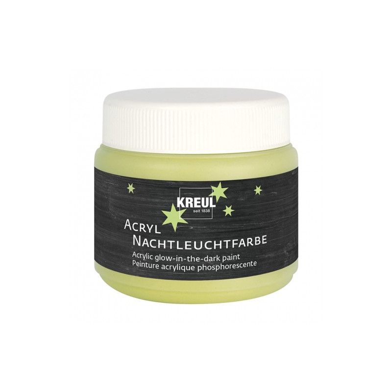 Kreul glow in the dark farba akrylowa żółta 150ml - sklep plastyczny -