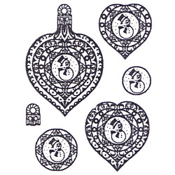 Viva Decor A5 Clear Silicone Stamps Set - 3D Christmas Bauble Snowman