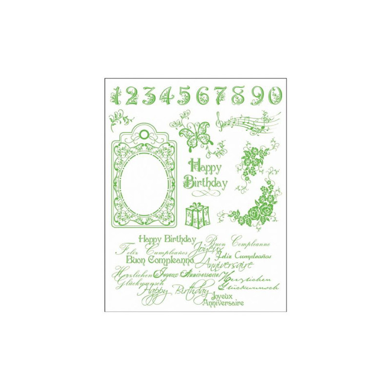 Viva Decor A5 Clear Silicone Stamps Set - 3D Happy Birthday - szal art