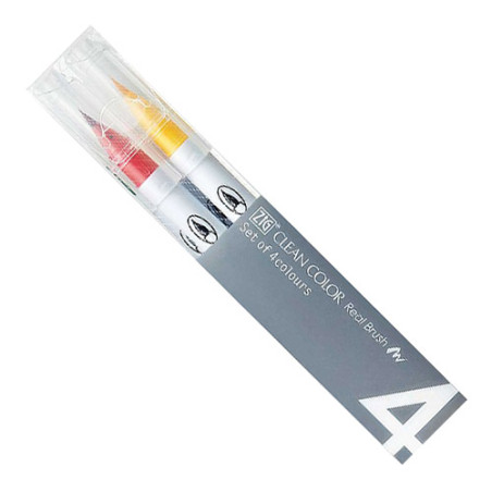 Kuretake clean color real brush pure colours zestaw 4 pisaków - sklep