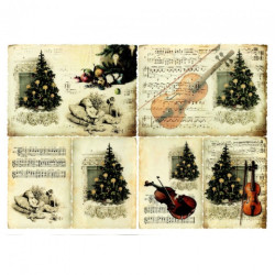 Decoupage paper A3 ITD 317 violin christmas tree