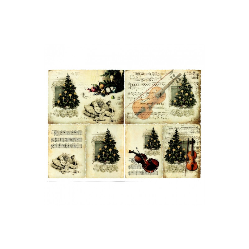Papier do decoupage A3 ITD 317 choinka skrzypce - sklep plastyczny - s