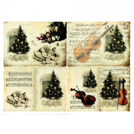 Papier do decoupage A3 ITD 317 choinka skrzypce - sklep plastyczny - s
