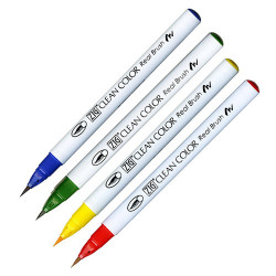 Kuretake clean color real brush pure colours zestaw 4 pisaków - sklep
