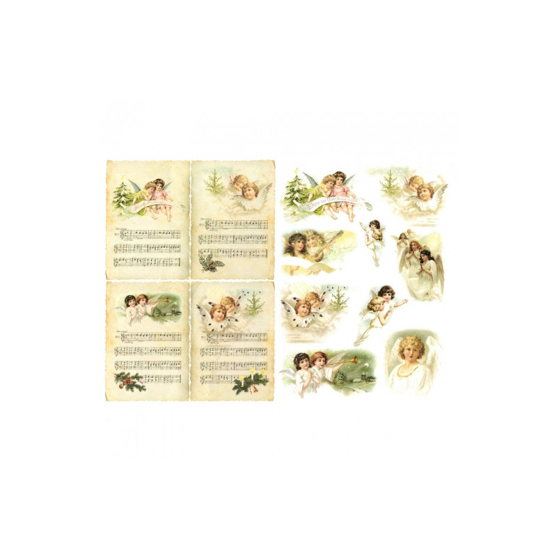 Papier do decoupage A3 ITD 313 aniołki muzyka - Sklep plastyczny - sza