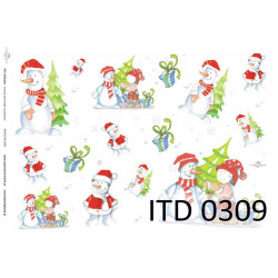 Decoupage paper A3 ITD 309 snowmen