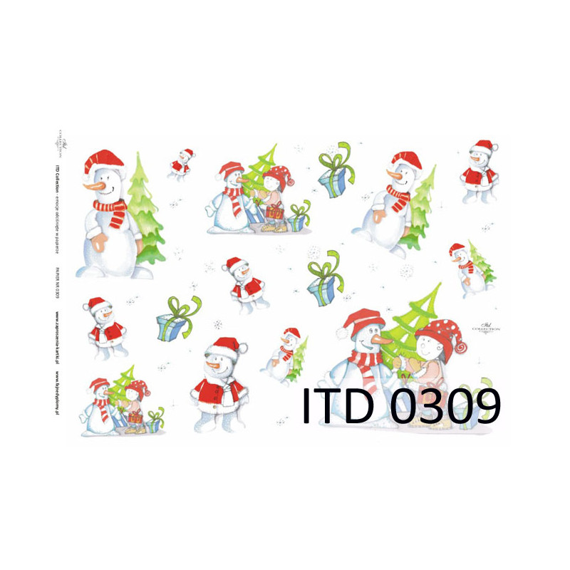 Decoupage paper A3 ITD 309 snowmen