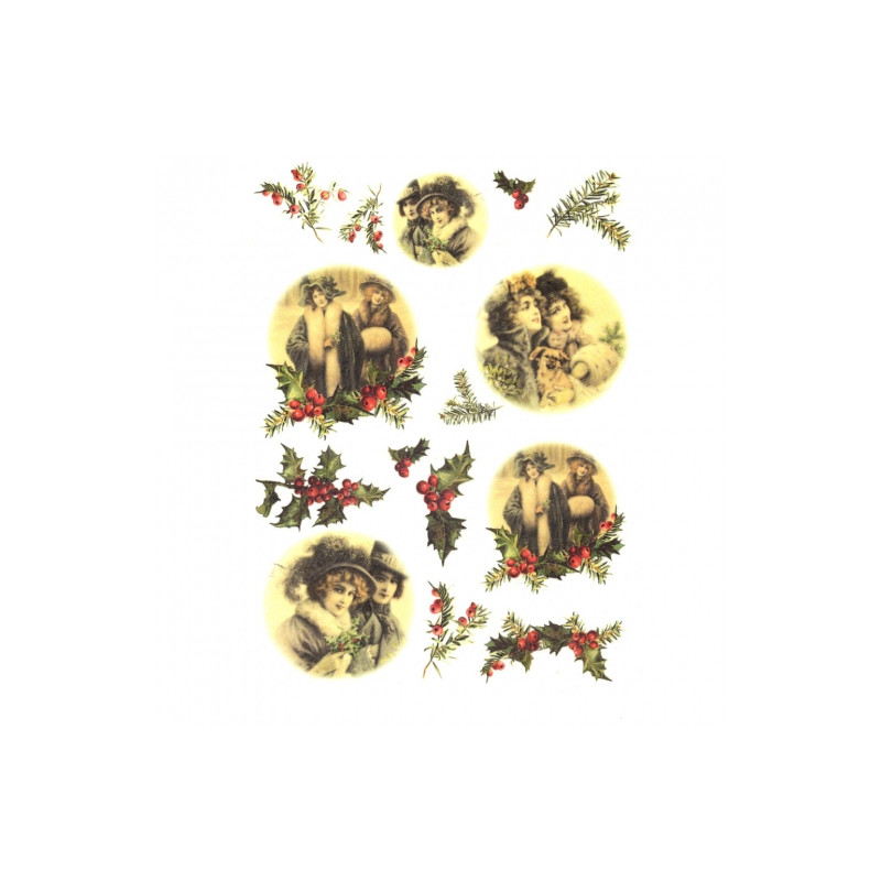 Papier ryżowy do decoupage motywy na bombki choinkowe A4 ITD R175 - Sk