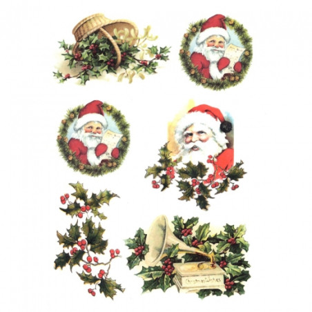 Papier ryżowy do decoupage mikołaj ostrokrzew A4 ITD R182 - Sklep plas