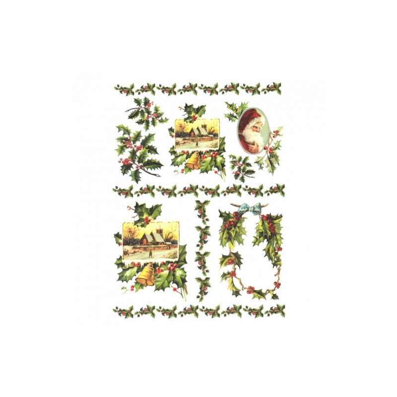 Papier ryżowy do decoupage święta ostrokrzew A4 ITD R445 - Sklep plast