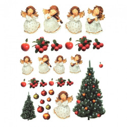 Papier ryżowy do decoupage Christmas tree angels A4 ITD R174