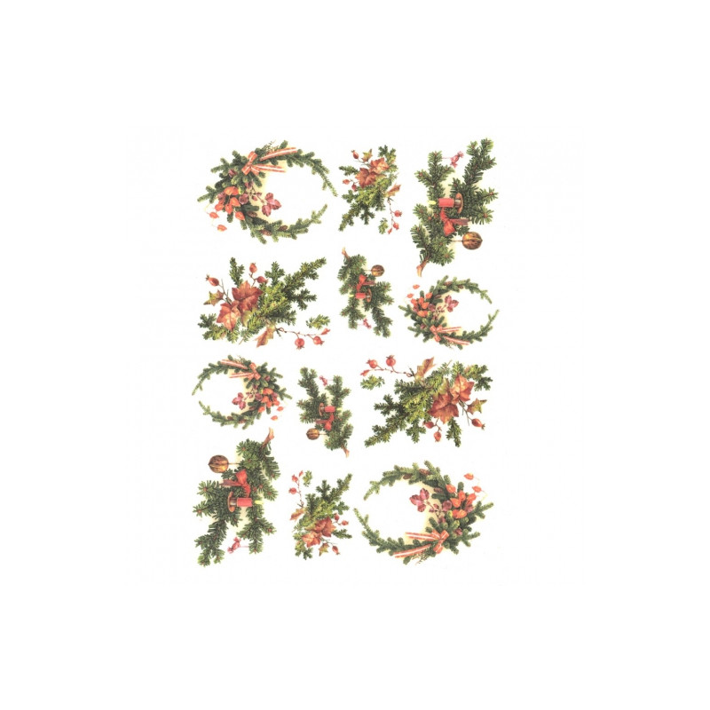 Rice decoupage paper christmas wreaths A4 ITD R202