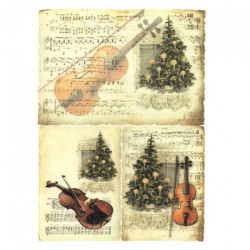Rice decoupage paper violin christmas tree A4 ITD R188