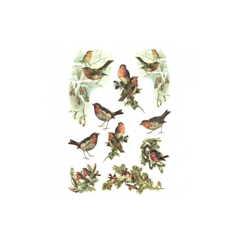 Rice decoupage paper winter birds A4 ITD R200