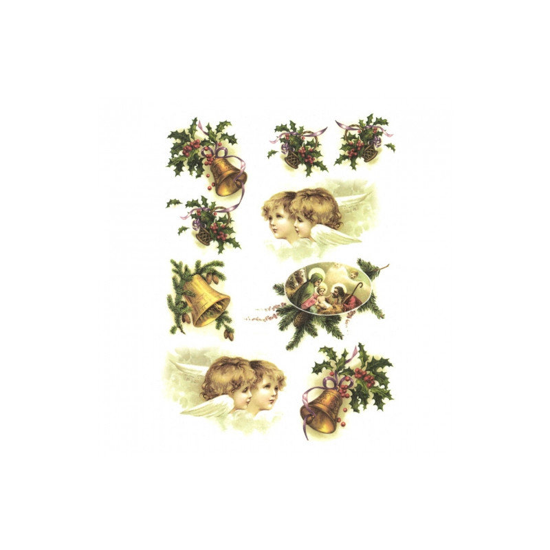 Rice decoupage paper bell angels A4 ITD R451