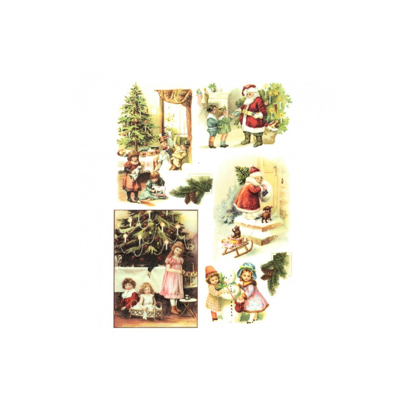 Rice decoupage paper santa claus gifts A4 ITD R456
