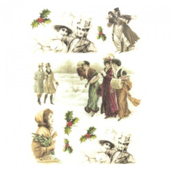 Rice decoupage paper retro people A4 ITD R458