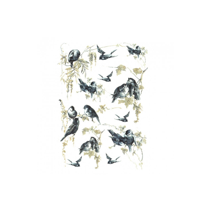 Rice paper for decoupage birds on branches A4 ITD R201