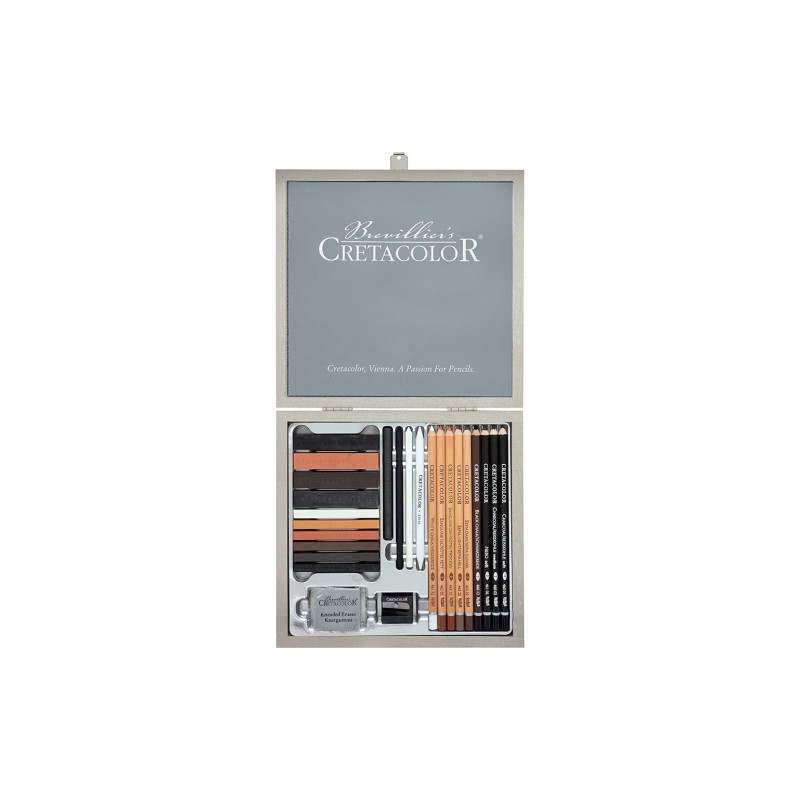 Cretacolor passion box drawing set of 25 elements