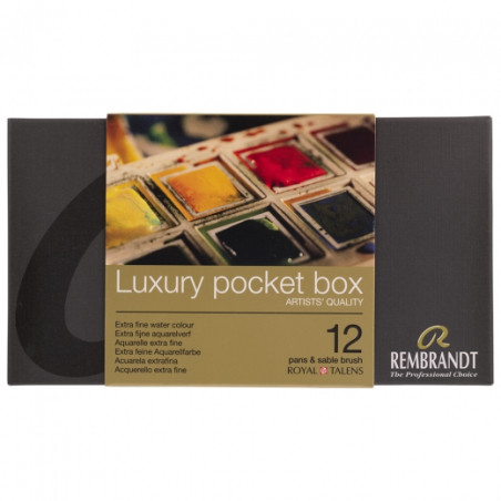 Talens rembrant luxary pocket box zestaw akwareli 12 półkostek